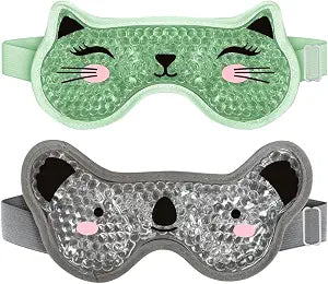 Kids Ice Packs 2 Packs Cooling Eye Mask with Soft Plush Backing