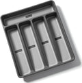 5-Compartment Silverware Organizer Tray with Icons for Kitchen Drawer