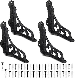 4 Pack 4-1/8 x 3-5/8 Shelf Bracket Decorative L Cast Iron Shelf