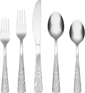 Cambridge Sasha Sand 20-Piece 18/0 Silverware Set for 4, Flatware