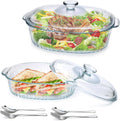 2 Pack Glass Casserole Dish with Lid, 1.9 Qt and 3 Qt