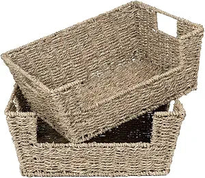 StorageWorks Pantry Baskets for Organizing, Seagrass Wicker Baskets, 2 Pack