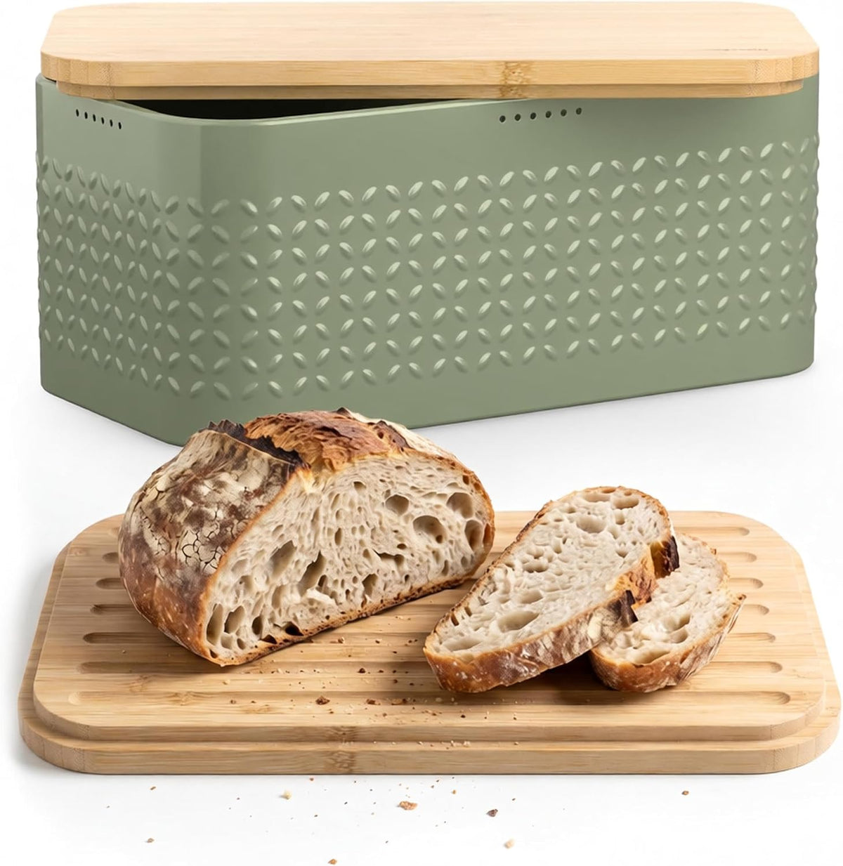 LARS NYSÃ˜M Bread Box for Kitchen Countertop - Stainless Steel Bread Storage