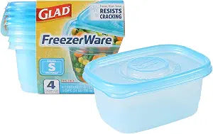 Glad Food Storage Containers - Glad FreezerWare Container - Small - 24 Ounce - 4 Containers