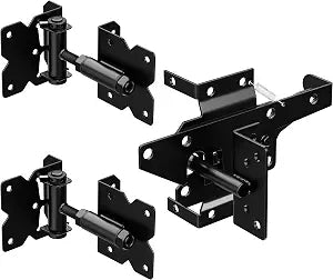 Heavy Duty Self-Closing Gate Hinge and Self-Locking Latch Hardware Kit