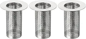 Uxcell 3Pcs Bathroom Sink Strainer, Fit for 1.42"-2" Drain Hole, 80mm/3.15" Deep Stainless Steel Sink Strainer for Shower and Floor Drain