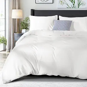 Mordern Microfiber Duvet Cover Set 3Pcs 1 Comforter Cover 2 Pillowcases, Breathable, Fade Resistant Fabric Comfortable and Lightweight All Season (Queen, White)