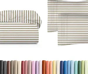 King Size Fitted Bed Sheet + 2 Pillowcases Bundle - Hotel Luxury Single Fitted Bottom Sheet Only - Fits Mattress w/ Deep Pockets Between 8 to 16 inches - Breathable and Wrinkle Free - Beige Stripes