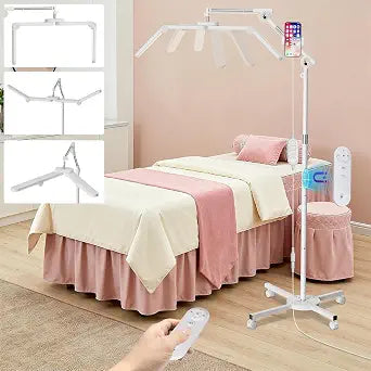 Woputne 40W Foldable Square Lash Light for Beauty Eyelash Tech Tattoo, 3 Color Modes & 10 Dimming Brightness, 34.5in Adjustable Lamp Head & Arms & Height, Remote Control LED Lash Tech Light (White)