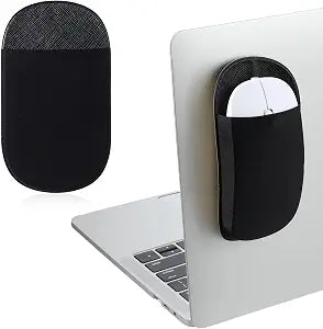 Slim Mouse Holder for Laptop, Universal Stick-On Mouse Pouches with Reusable Adhesive Mouse Pocket, Mouse Storage Bags for Computer Office Home, Black