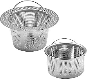 2 Pcs Kitchen Washbasin Sink Drain, 304 Stainless Steel Food Residue Collector Open with Handle for Kitchen and Bathroom (L)