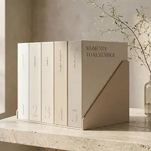 ZICOTO Decorative Photo Storage Box Set of 5 for 4x6 Pictures with Dividers
