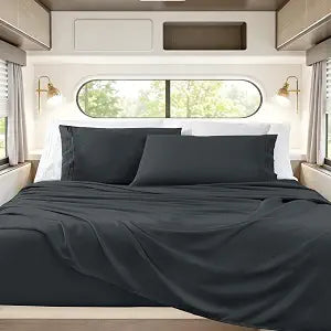 Horbaunal Dark Grey RV Short Queen Sheet Set, 4 Pieces