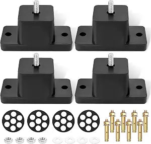 Cenipar 4 Pack Heavy Duty Anti-Vibration Rubber Isolator Mounting Brackets with 8 Expansion Screws  Shock Absorbing Pads for Mini Split AC, Air Conditioner Condenser, Air Compressor Feet