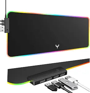 BladeHawks RGB Gaming Mouse Pad with USB Hub and 14 Lighting Modes