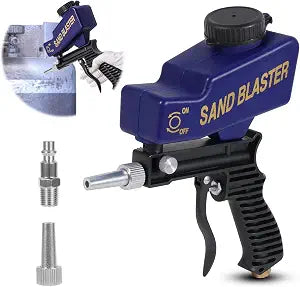 Ziopetru Gravity Feed Sand Blaster Gun for Air Compressor, 70-150 PSI, Blue