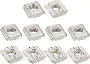 uxcell T Nuts, 30pcs - Nickel Plated Carbon Steel T Slot Bolts, 3030 Series M8 Hammer Head Fastener, Sliding T Nuts for Aluminum Extrusion Profile (Silver)
