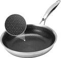 8-Inch Tri-Ply Stainless Steel Hybrid Frying Pan,Ceramic Nonstick Skillet, Induction & Oven Safe,PFAS/PFOA Free Professional Clad Cookware
