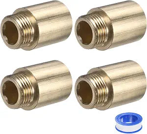 M METERXITY Shower Head Extension Arm, Brass G1/2 Male to Female Extension Pipe Fitting Adapter with PTFE Thread Seal Tape for Shower/Faucet, Pipe Plumbing Coupler 1.39"/35mm 3-Pack