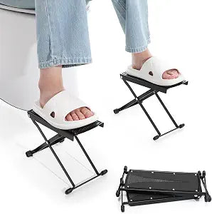 Foldable Toilet Stool - Portable Travel Poop Stool for Toilet, 5" and 10" Adjustable Heights, Heavier & More Stable, Improve Bathroom Posture and Comfort