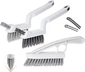 3-Pack V-Shaped Grout Cleaner Brush Set, Stiff Nylon Bristle Tile Scrub Brushes for Grout Lines, Shower Corners and Crevices, Handheld Cleaning Brushes for Bathroom, Kitchen and Floors
