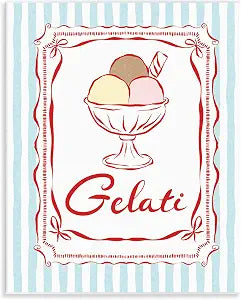 Italian Summer Gelati Retro, 11 x 14 Inch Mounted Print on Wall Plaque