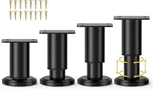 Wlrrcwdttc 4 Pcs Metal Adjustable Furniture Legs 3.15-4.72 inch, Adjustable Cabinet Legs for Sofa/Bed/Chair/Couch/Dresser/Table,Heavy Duty Bed Replacement Support Legs for Bed Frame/Bed Center Slat
