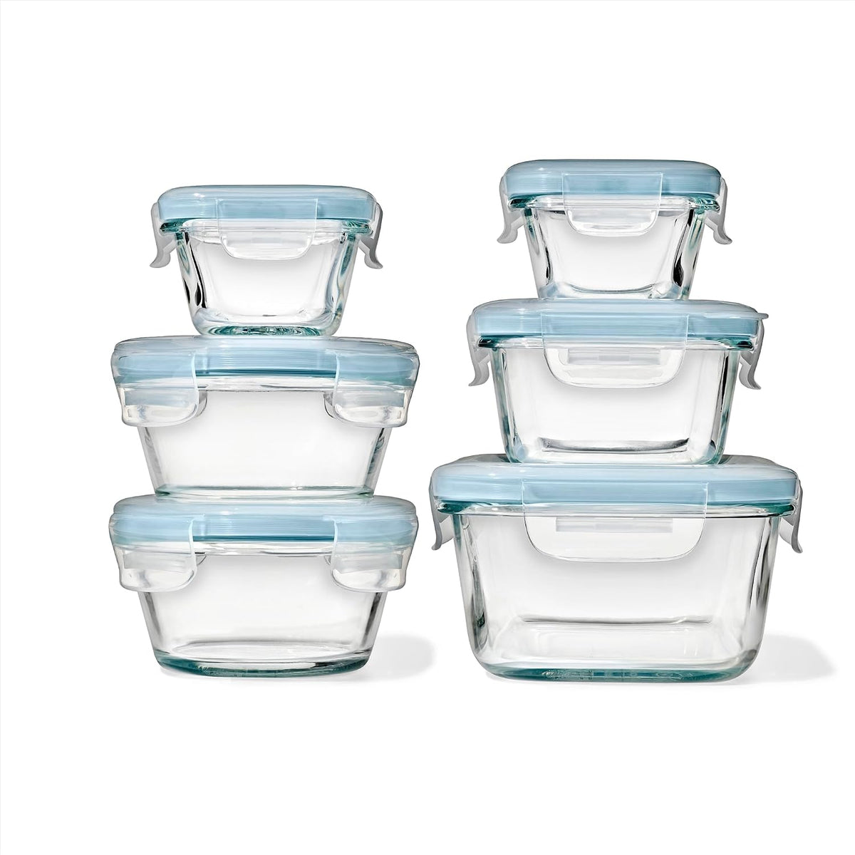 OXO Good Grips Smart Seal 12-Piece Glass Food Storage Container Set - Arctic Blue
