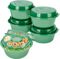 GoodCook Salad Container with Dressing Cup & Toppings Tray, Round 5-Cup