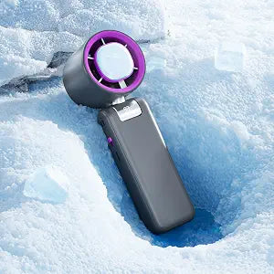 Portable Handheld Fan Turbo for Travel, Mini Personal Rechargeable Fans, Extreme Ice Cooling Plate,Led Display, 1-100 Speed,Up to 20h Use,Foldable Lash Fan,Perfect Gifts for Women,ChildGrey+Purple