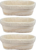 3Pcs Banneton Bread Proofing Basket, 10 inch Oval Banneton Basket,Sourdough Proofing Basket,Bread Bowl Handmade Rattan Baskets and Liners for Professional & Home Sourdough Bread Baking