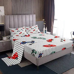 Feelyou Race car Bed Sheet Set Speed Sports Bedding Twin for Kids
