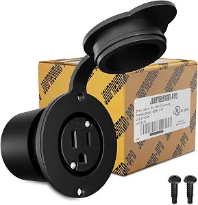 Journeyman-Pro 5279 Flanged Outlet, 15A 125V, Front & Back Covers, Black