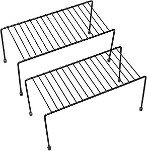 Kitchen Shelves, Cabinet Organization Mini Storage Shelf, Black ,Set of 2