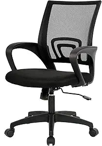 BestOffice Ergonomic Office Chair | Mid-Back Swivel Desk Chair | Dark Black
