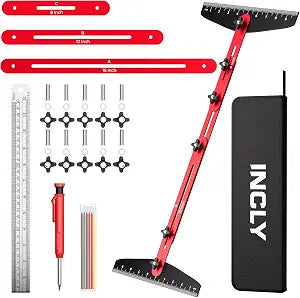 INCLY Stair Tread Template Tool Kit with Carpenter Pencil and Steel Ruler