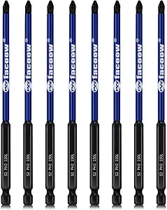 Facoow 8PCS #2 Phillips Bits, 6" Ph2 Magnetic Impact Driver Bits