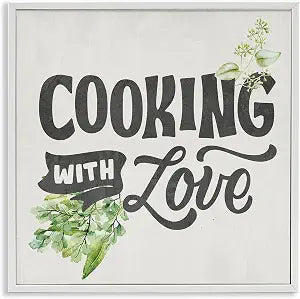 Cooking with Love Kitchen Floral, 12 x 12 Inch Framed Gicle Print