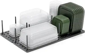 Peggy Kitchen Drawer Cupboard Organizer Tray - Adjustable Storage System For Food Containers, Cookware, Serveware, Utensils and More, Grey