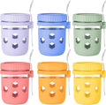 Gemice 6-Pack Overnight Oats Containers with Silicone Sleeves and Spoons, BPA-Free 16 oz Glass Mason Jars with Airtight Lids, Dishwasher Safe Overnight Oats Jars for Chia Pudding, Yogurt Meal Prep