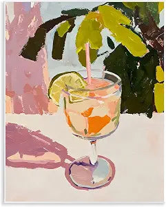 Tropical Summer Cocktail, 11 x 14 Inch Mounted Print on Wall Plaque