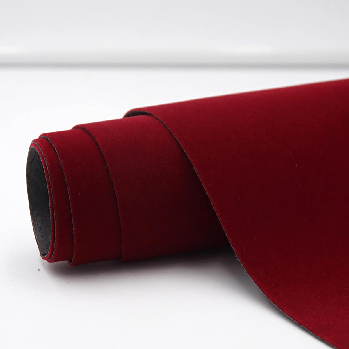 Self Adhesive Sheets Peel and Stick Large Size Velvet Flock Soft Velvet Drawer Liner DIY Fabric Felt Liner Sticker Decal for Drawers Jewelry Box Felt Lining Arts and Crafts 24" W x 197" L Wine Red