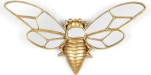 Decorative Golden Bee Wall Mirror, Resin Insect Bug Wall Sculpture, Functional Glass Wall Art Decor, 10.5 x 5.2 Inch, Wall Decor for Entryway Living Room Gallery
