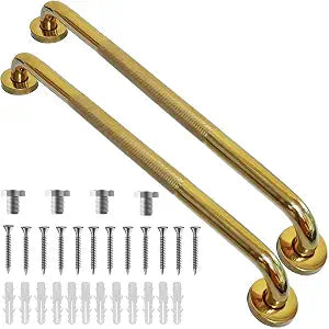 Grab Bars for Bathtubs and Showers 2 Pack 24 Inch- Safety Bathroom Handicap Grab Bar for Seniors - Anti-Slip Grab Bars for Shower- Shower Handles for Elderly(Gold)