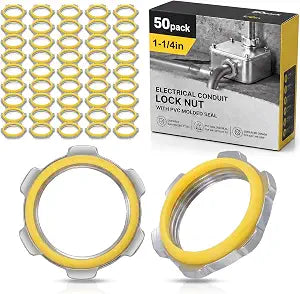 Moxweyeni 50 Pcs1-1/4" Electrical Conduit Lock Nut with PVC Molded Gasket