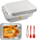 JOYOFUN 10 Pack Aluminum Pans With Lids,12.5x10.2 Extra Heavy Duty Durable Disposable Aluminum Foil Pans,Half Size Deep Steam Table Pans -Baking Pans for Cooking,Food Prepping,Party Holidays BBQ