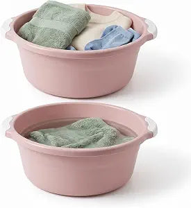 Healifty 2 Pack Round Plastic Wash Basins, Pink Household Foot Soak Tubs