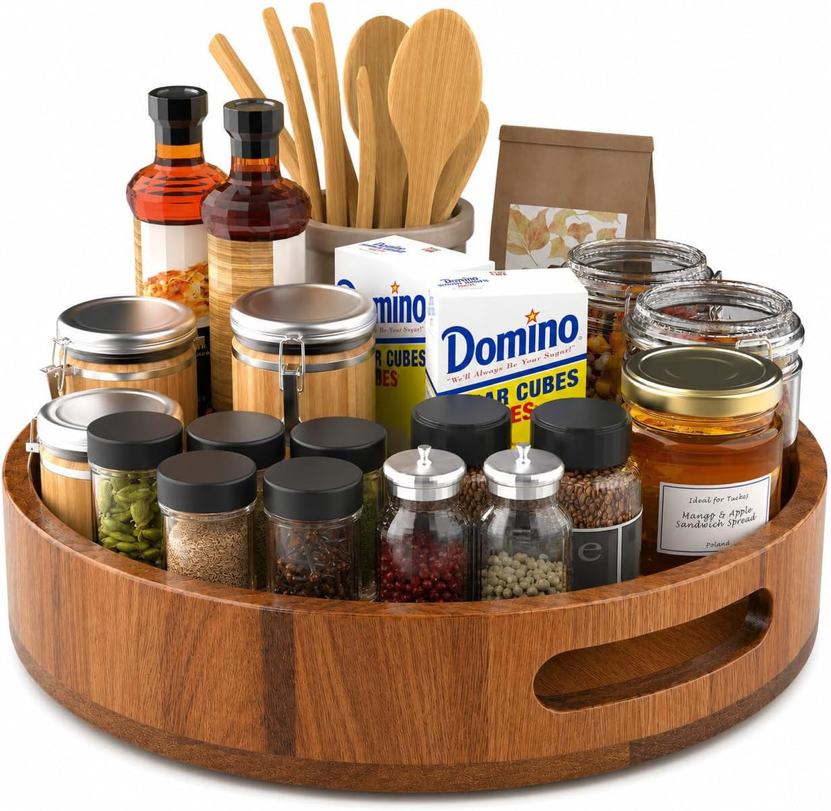 Wooden Lazy Susan - 12 in Acacia Wood Turntable Organizer for Cabinetï¼ŒMulti-Purpose Home Decor Rotating Tray for Bathroom Accessories, Bedroom Makeup Organizer & Countertop Storage