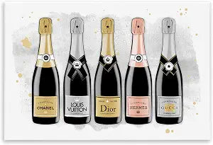 Glam Champagne Fashion Bottle, 13 x 19 Inch Mounted Print on Wall Plaque