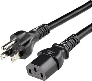 Amazon Basics PC Power Cord, 12 feet, Replacement AC Power Cord for Computer, Monitor, TV, Printer, 3 Prong, 18 AWG, 125 Volts, Black